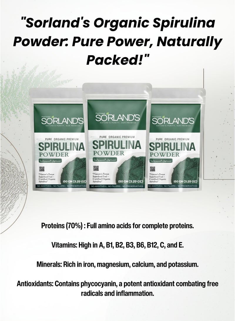 Sorland's Pure Organic Spirulina Powder -150 Grams Complete Natural Superfood( Premium Quality Certified Organic) - Image 5